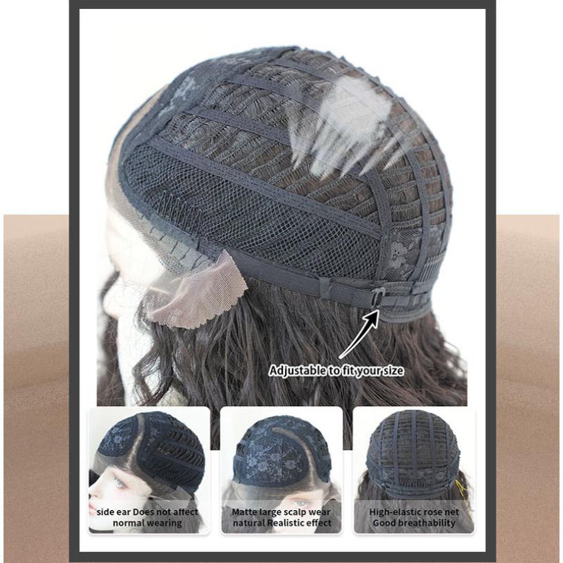 Nová dámská paruka T-part Krajkové paruky Hnědá krajka s velkou vlnou Paruka s krajkou ve střední části Celá pokrývka hlavy Krása dekorace