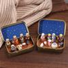 Metal Tin Box Nativity Manger Scene Kit Holy Family Xmas Manger Ornaments Table Decor