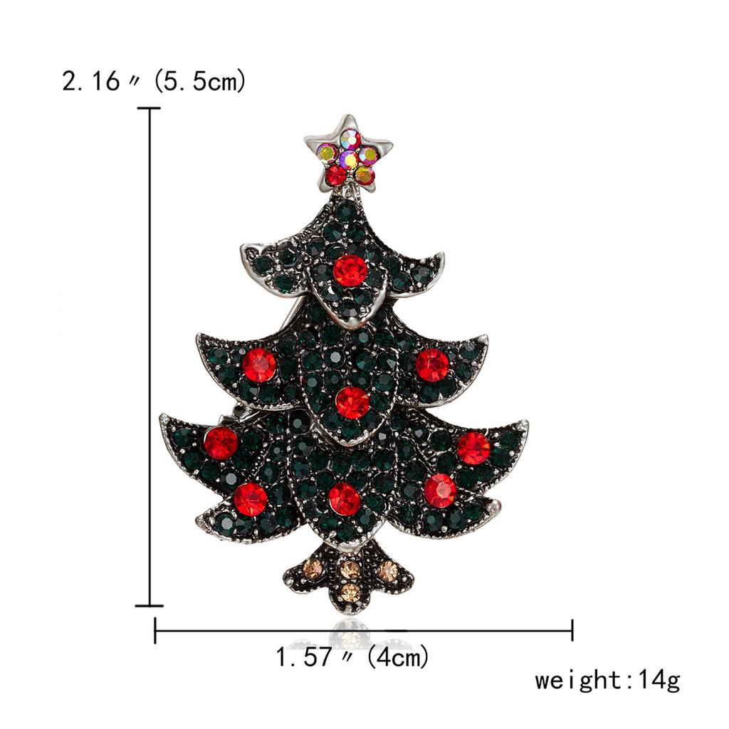 Rinhoo Green Enamel Christmas Tree Brooches For Women Vintage Colorful Rhinestone Xmas Tree Pins Fashion New Year Party Jewelry