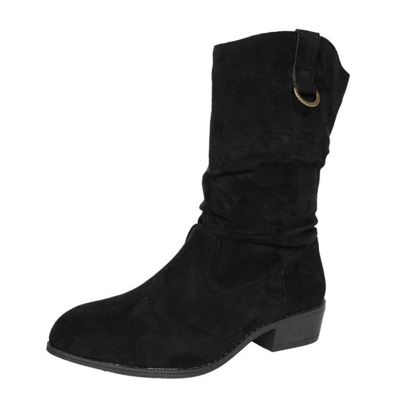 Women's Autumn European & American Style Knee-High Boots - Plus-Size, Chunky Heel, Thick-Soled, Versatile, Casual
