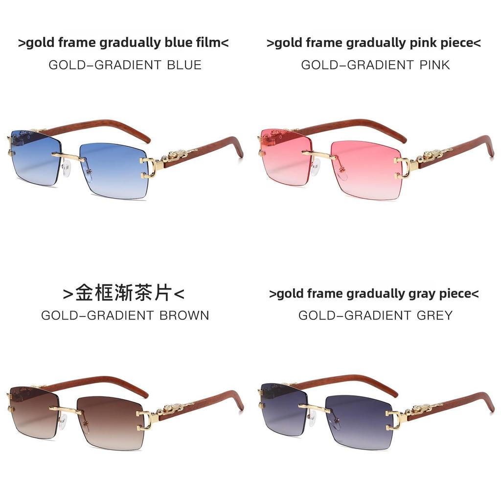 Leopard Print Unisex Frameless Sunglasses With Uv400 Protection For Travel And Fashion
