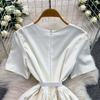 2026 New Summer Women Floral Print Short Sleeve Midi Long Elegant Gorgeous Bridesmaid Cocktail Party Dress with Round Neck