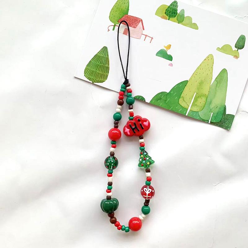 

1 шт. Милый подарок Рождественская цепочка для телефона Брелок из бисера Защита от потери Мужские аксессуары Акриловая подвеска для девочки Ювелирное изделие