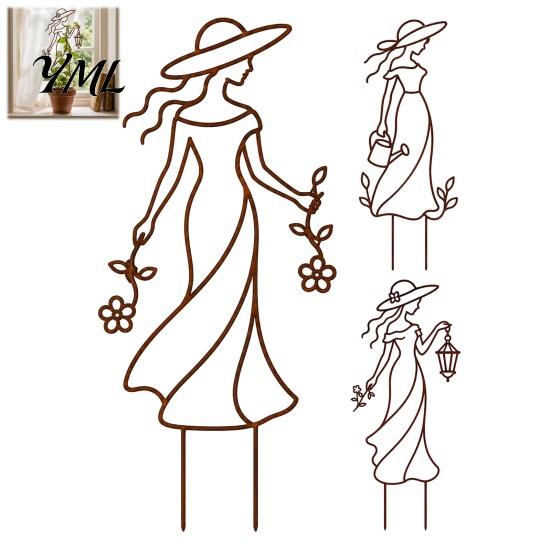 Unique Garden Stakes 11.8 Inch Plant Trellis for Climbing Plants, Elegant Lady Metal Gifts Friends Trellis, Decorative Flower Support Outdoor