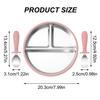 Color Kids 3PCS Stainless Steel Feeding Set Divided Plates With Silicone Sucker Toddler Training Fork Spoon BPA Free Tableware