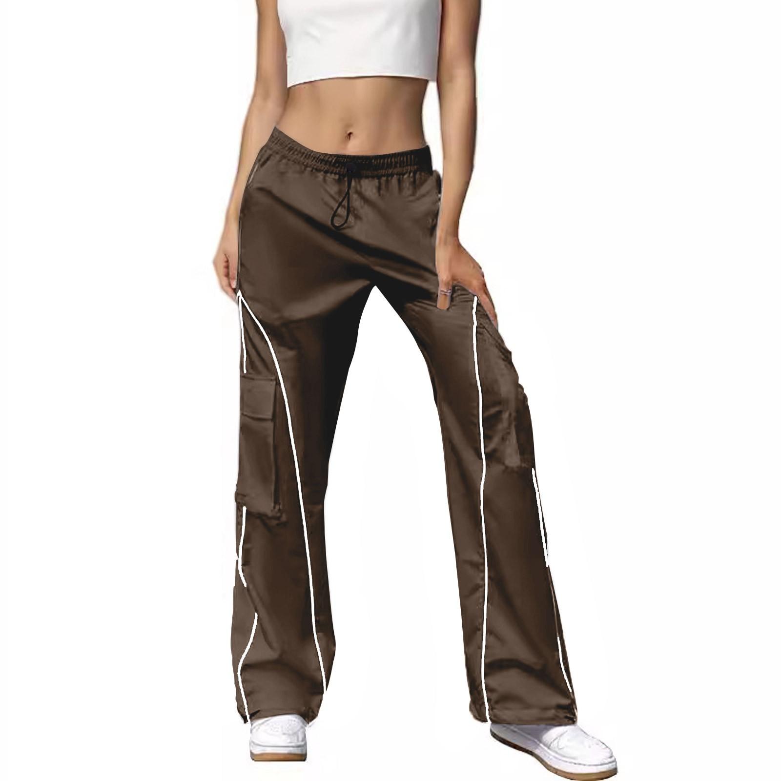 Женские модные повседневные спортивные широкие брюки для бега с несколькими карманами — фото 6