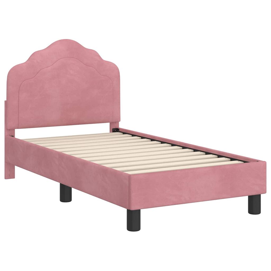 Kids Bed Frame with Headboard Pink 70 X 140 Cm Velvet