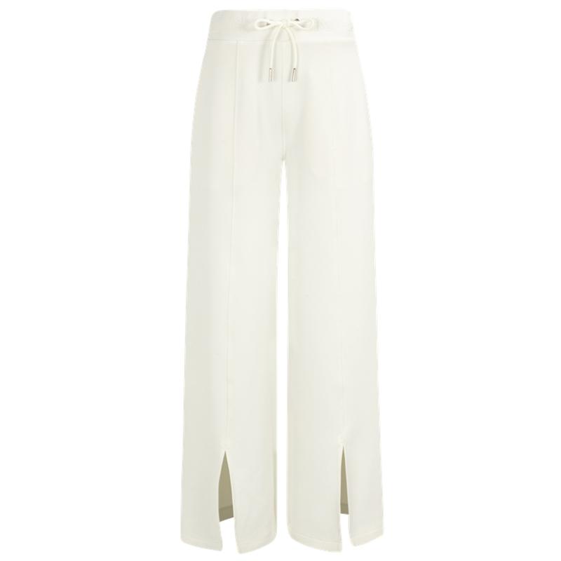 

Calvin Klein Minimalist Textured Logo Drawstring Straight Leg Split Casual Pants Women bottoms Moonlight-White J220798YBI S