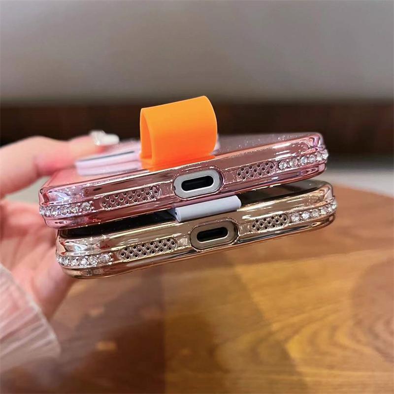 Luxury Diamond Magsafe Holde Glitter Hollow Logo Case for iPhone 16 15 Pro Max 14 Plus 13 12 11 Pro Shockproof Clear Cover