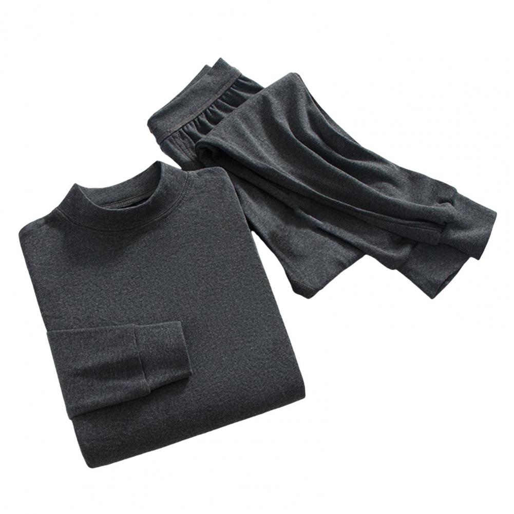 Round Neck Loungewear Mens O-neck Long Sleeve Pajama Collection with Elastic Waist Pants 2 Piece Single Color Homewear for Comfortable