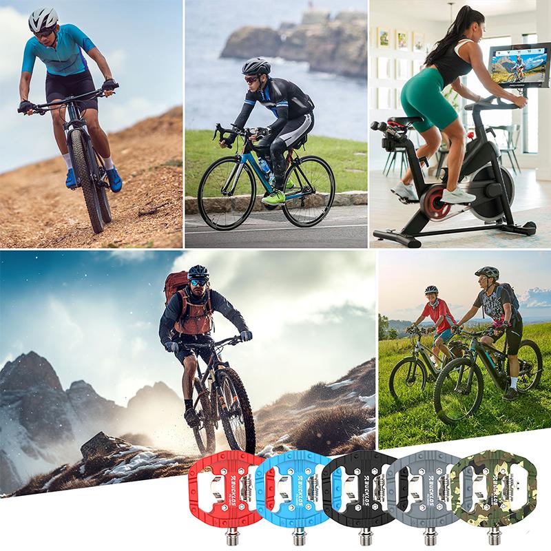 BUCKLOS Dağ Bisikleti Pedalları Mühürlü Rulman Çift Kilitsiz Düz & Kilit Pedalı Shimano SPD için Naylon Bisiklet Pedalları Bisiklet Parçaları