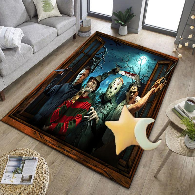 Horror Movie Characters Collage Office Rug Chair Mat, Game Carpet, Suitable for Front Door, Bedroom, Living Room, Desk, Holiday Gift