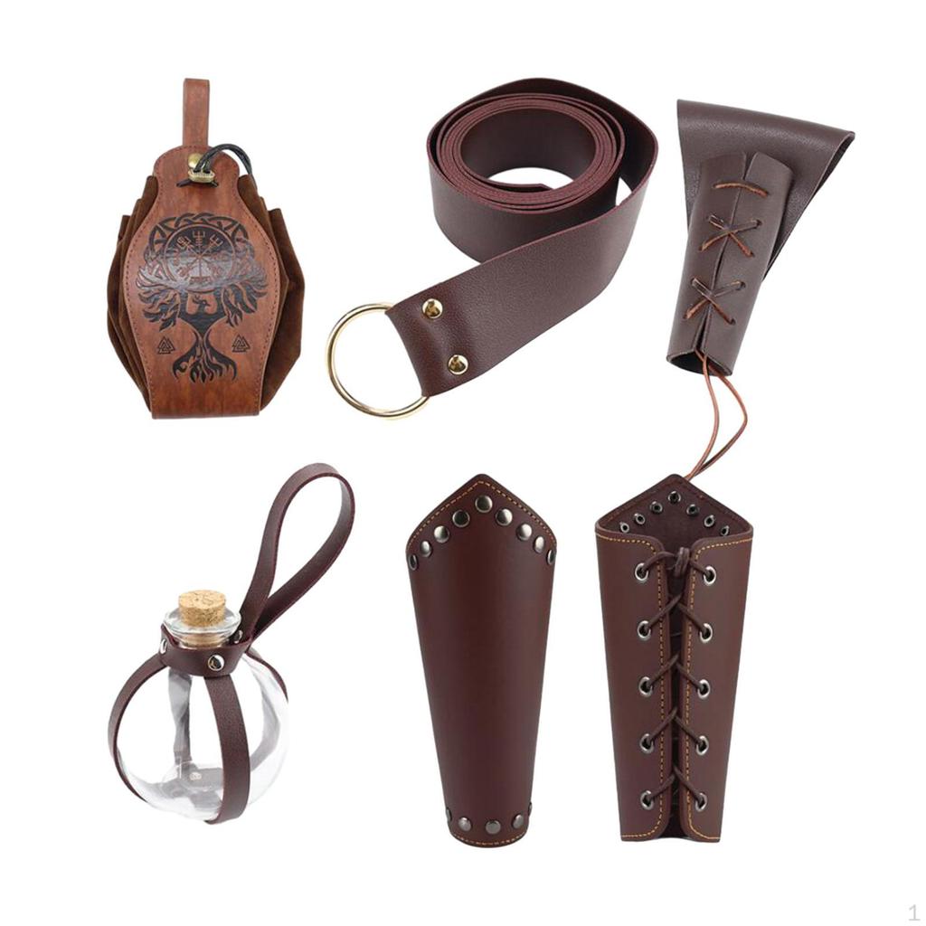 5 Pieces Medieval Knight Costume Set Fashion Universal Size Retro Fancy Dress up for Anime Cosplay