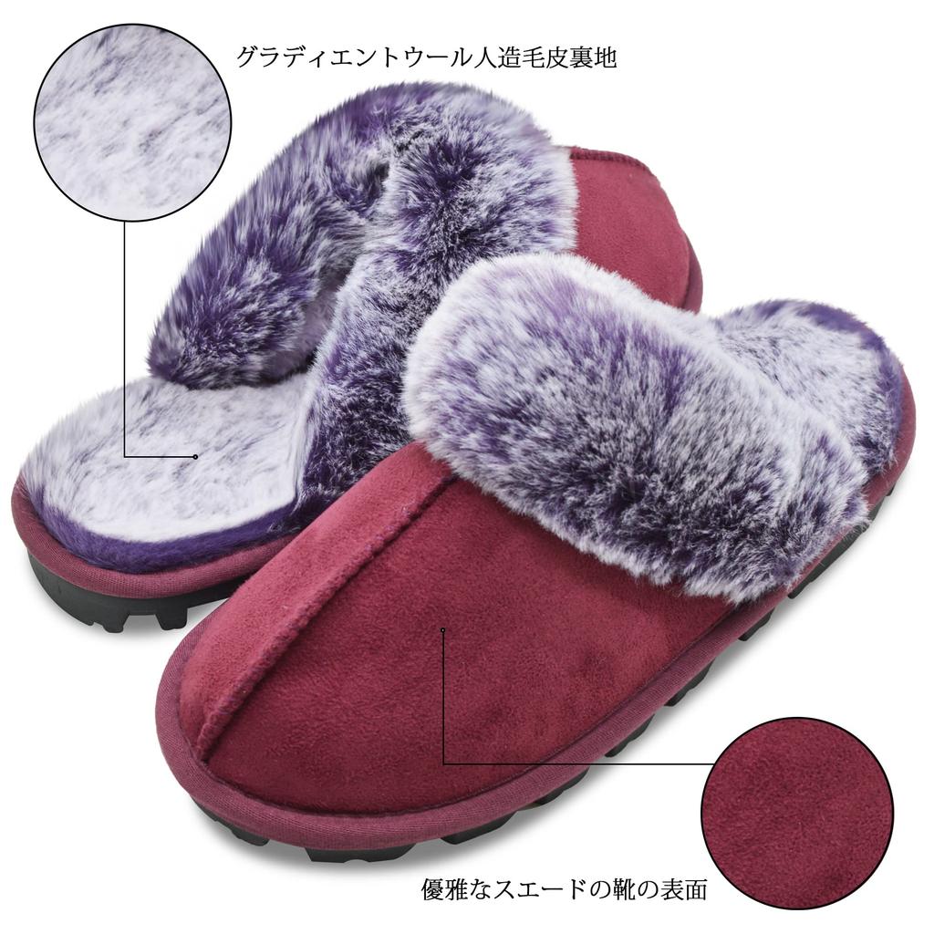 EZSURF Sheepskin Room Sizes Winter Cold Nordic Style Women's Slippers, Shoes, 23-27cm, Indoor/Outdoor Wear, Non-Slip, Waterproof, Cute, Fluffy, Soft,
