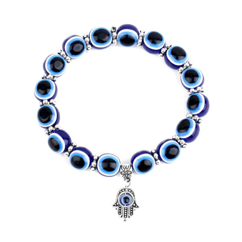 Women Evil Eye Bracelet Turkey Fatima Palm Devil Eye Beaded Bracelet Jewelry Gifts For Friends