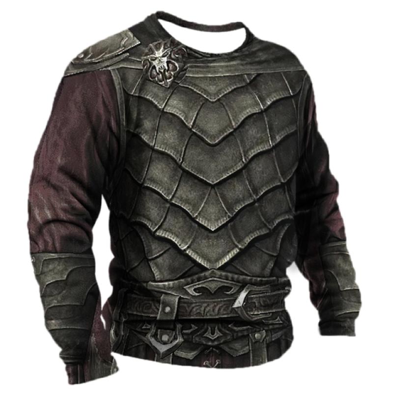 

Модные мужские футболки с длинным рукавом с принтом доспехов, весна-осень, имитация хлопка, спортивная повседневная одежда для фитнеса, свободные топы больших размеров 6XL