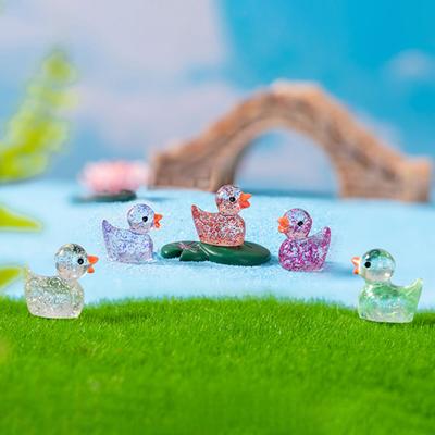 150Pcs Mini Glitter Duck Figurine Colorful Duck Resin Statue Miniature Animal Ornament Micro Landscape Dollhouse Fairy Garden Decoration Party Favors