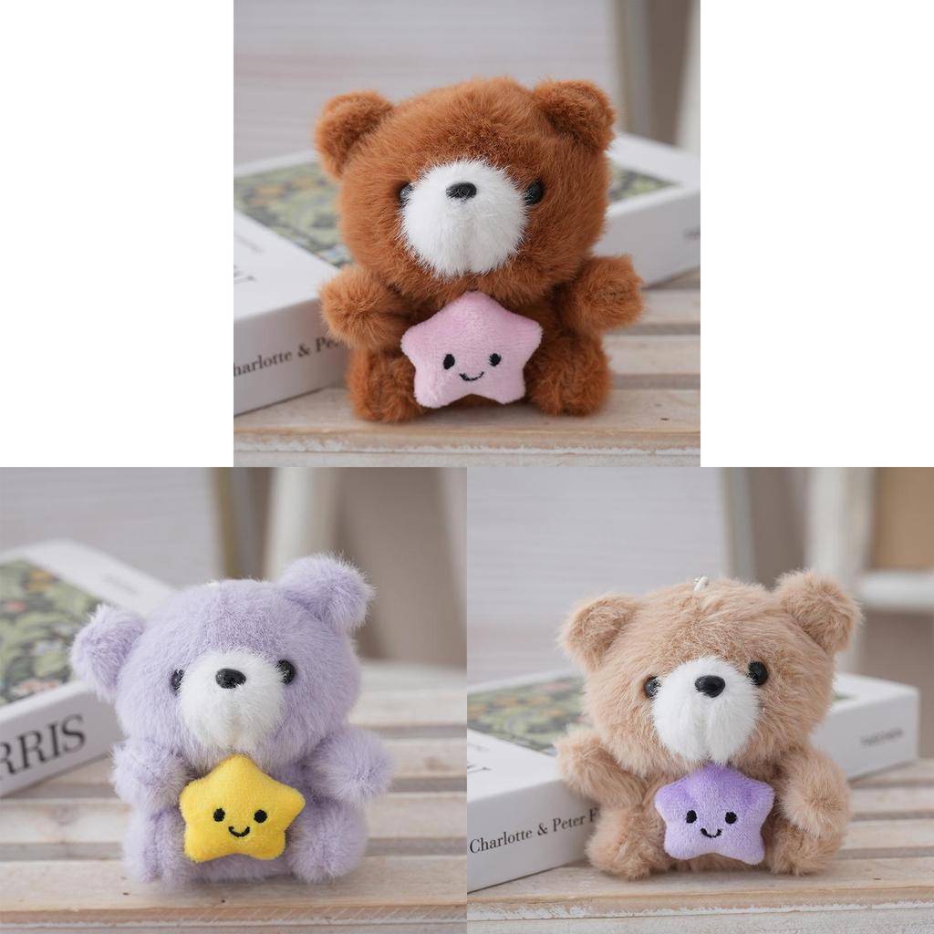 Plush Bear Keychain With Star Bag Pendant For Kids And Gift Use