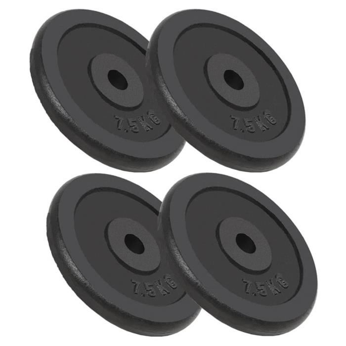 Plaque de poids - vidaXL - 4 pcs - 7,5 kg chacune - Fonte - Résistant aux rayures