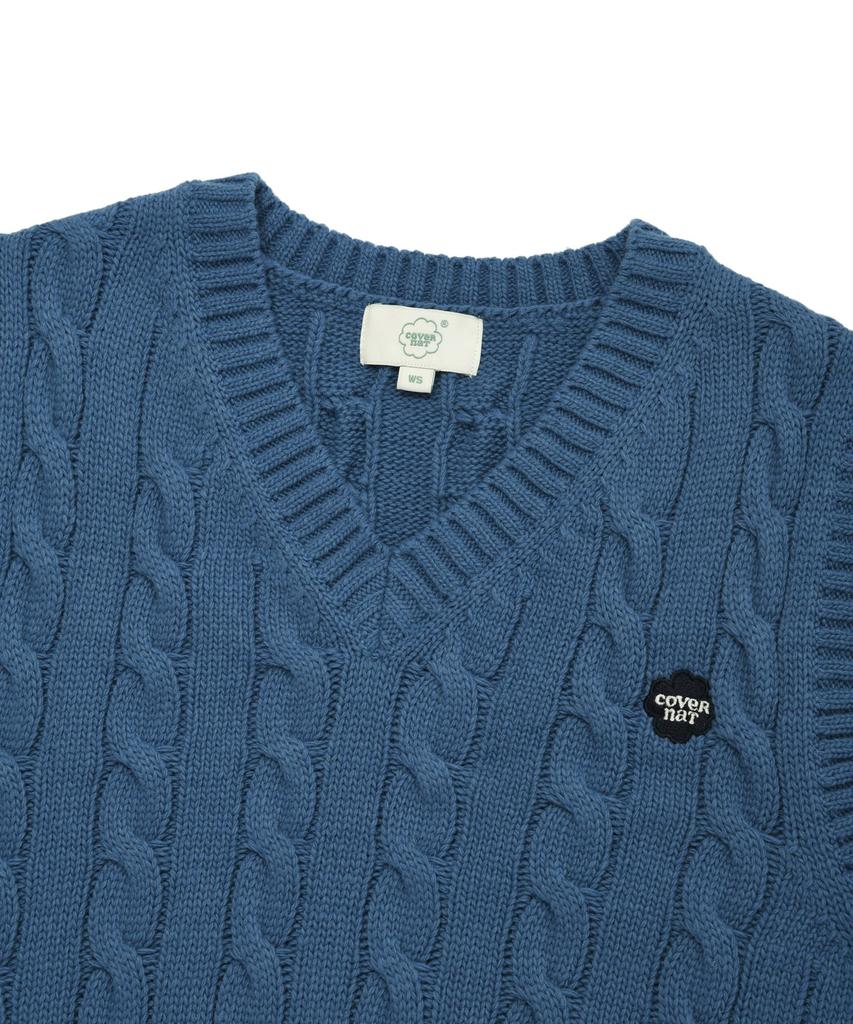 COVERNAT WOMAN Cable Knit Vest Blue