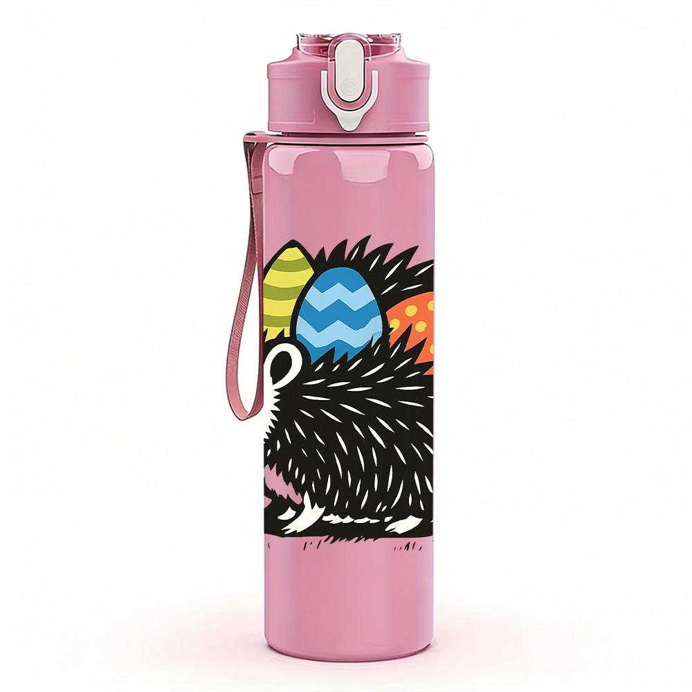 1PC Easter Hedgehog Egg 750ml Color Plastic Sports Water Bottle Leakproof Flip Straw Lid Suitable for Sports Office Home Use
