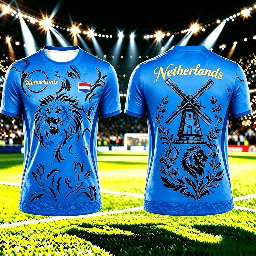 Sommer Herren 3D Fußball Aufdruck Rundhals T-Shirt Mode Vielseitig Atmungsaktiv Trend Lässig