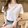 La Chapelle Women's Cotton V-Neck Short Sleeve T-Shirt