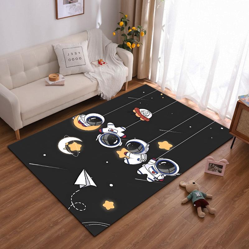 Cute Astronauts and Stars Rug Suitable for Use As an Anti-slip Game Mat for Living Room and Bedroom Sofas