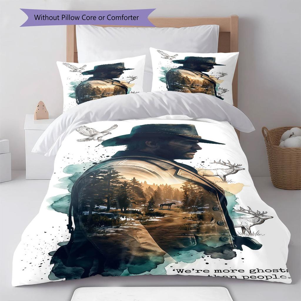 Arthur Morgan Poster Bedding Quilt Set Quilt Cover Pillowcase Home Decoration Birthday Gift (1 * Duvet Cover + 2 * Pillowcase, Without Core)