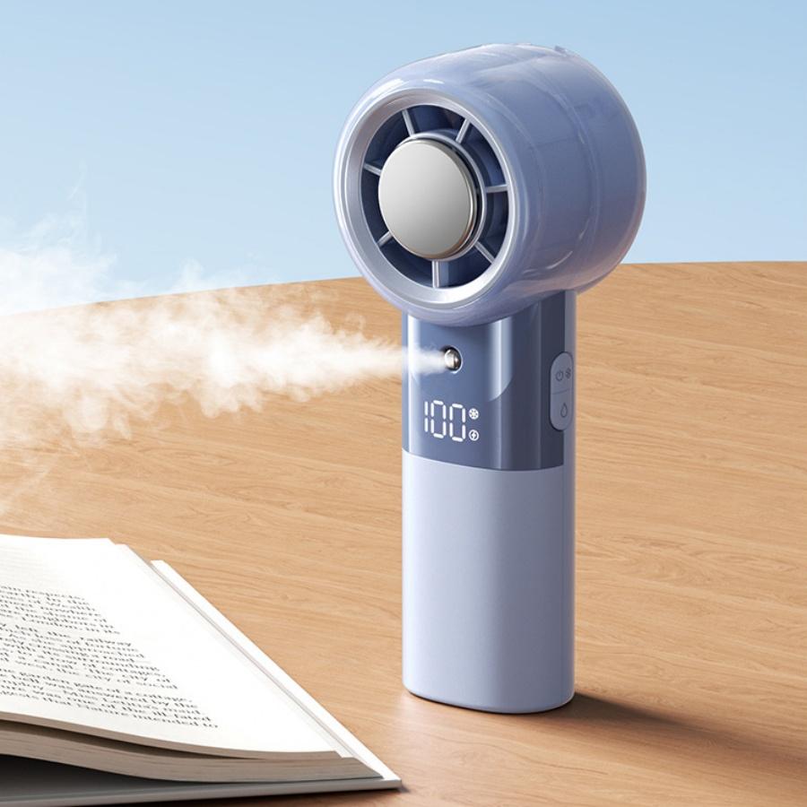 Handheld Mist Cooling Fan Cold Compress Portable Rechargeable Mini Spray Fan LED Digital Display for Outdoor Travel Makeup