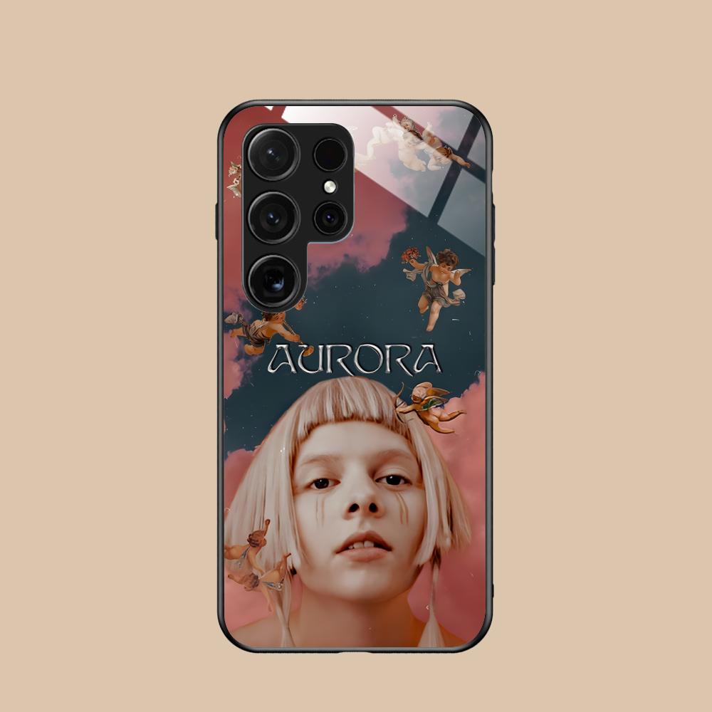 Aurora Aksnes Glass Mobile Phone Case for Samsung Galaxy S26 S25 S24 S23 S22 S21 S20 Note20 Plus FE Ultra Colorful Cover