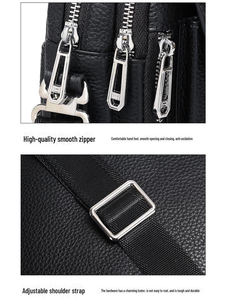 Men's High-End Genuine Leather Messenger Bag - Large Capacity, First Layer Cowhide Shoulder Bag