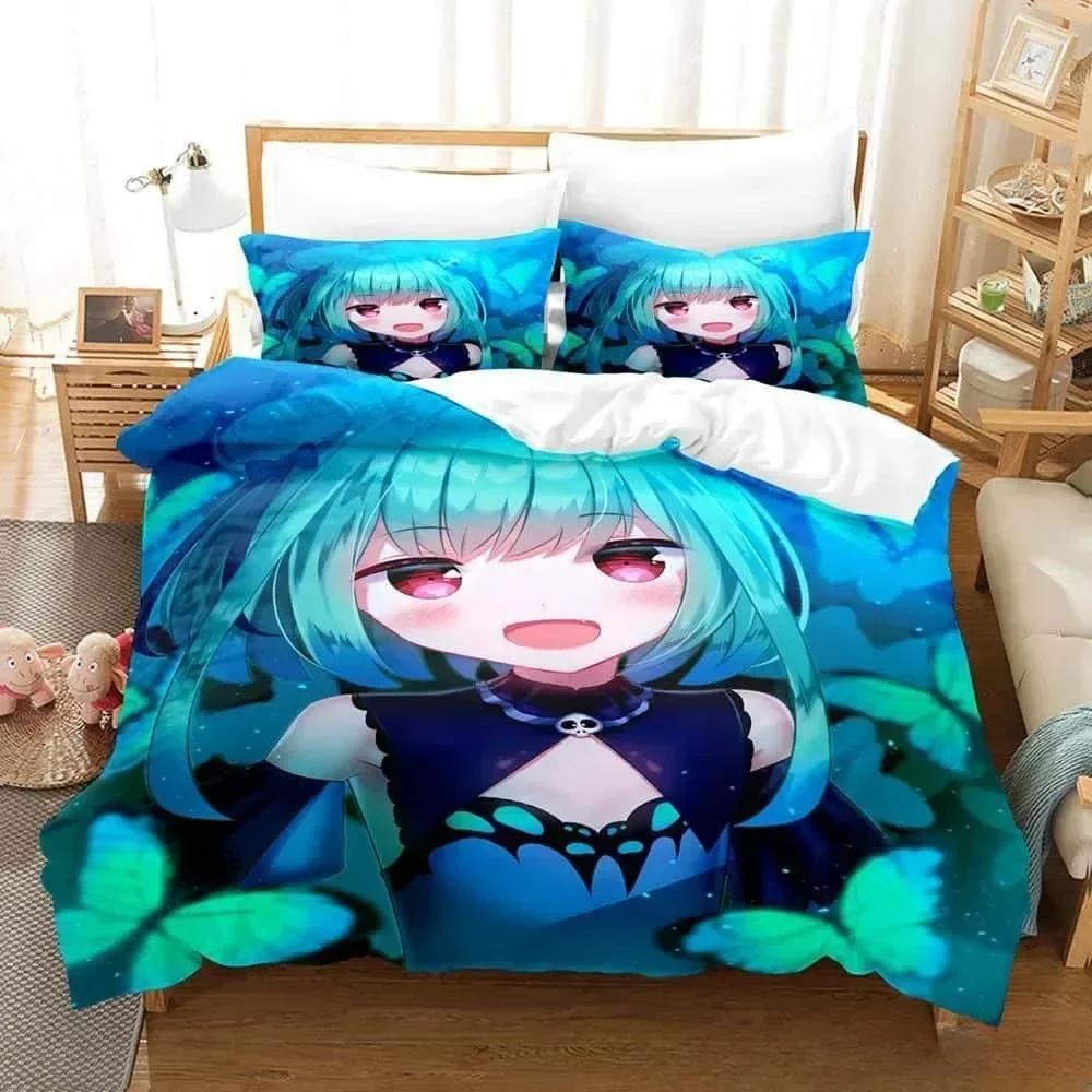 3d Cartoons Vtuber Hololive Uruha Rushia Bedding Set Single Twin Full Queen King Size Bed Set Adult Kid Bedroom Duvet Cover Sets