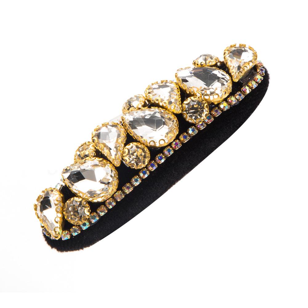 Retro French Velvet Barrettes Women's Side Bang Clip Broken Hair Hairpin Super Flash Glass Drill Sponge Thickness Barrettes