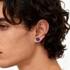 3pcs Black Stainless Steel Stud Earrings for Men,Anti Allergy Blue Crystal Zircon Stud Earrings,Piercing Earring Jewelry Set