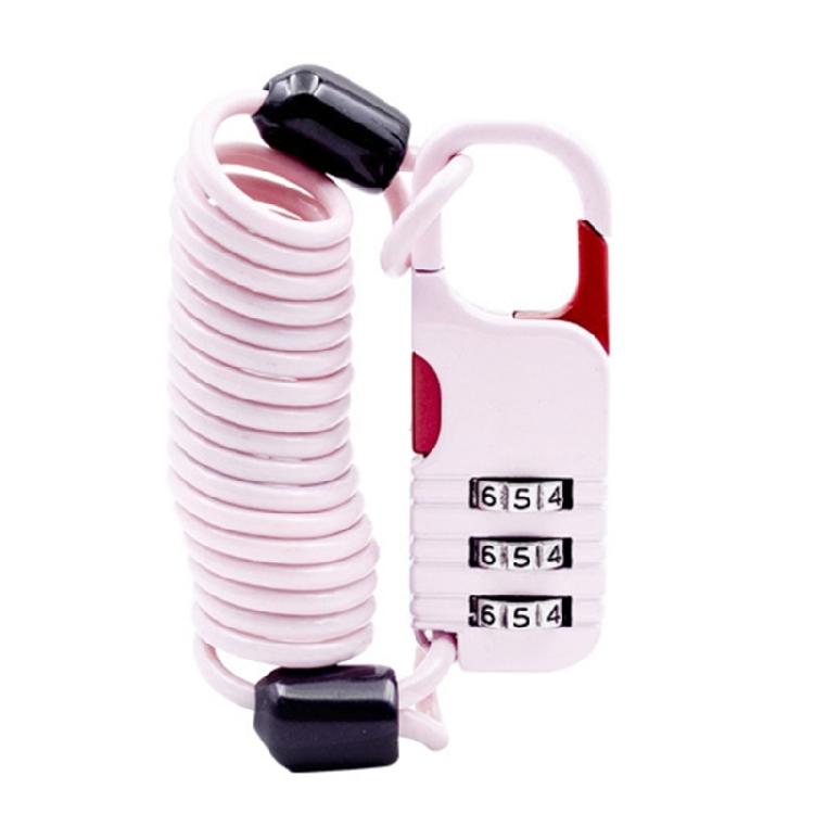 3-Digit Padlock Waterproof Padlock Outdoor Mini Wire Rope Combination Lock розовый