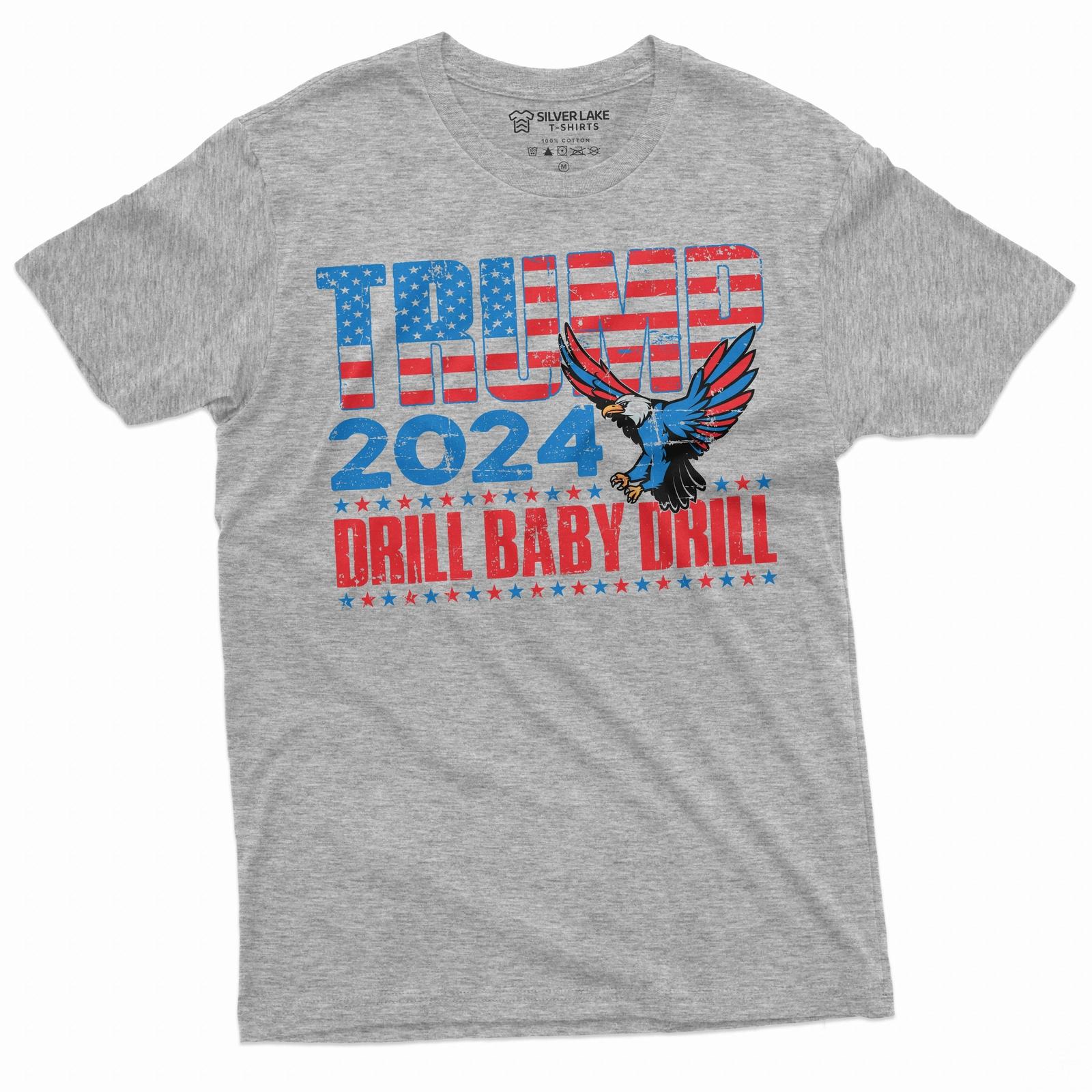Trump 2024 Drill Baby Drill T-Shirt Mens Womens Tees Top DJT 2024-2028 US presidential elections tee 2XL