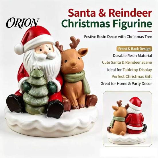Unique Christmas Present for Friends Santa And Deer Figurine, Gnome Resin Statue, Holiday Claus Reindeer Figurines Table Centerpiece Home Living Room