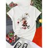 Damen Weihnachten Rentierdruck T-Shirt Lässig O-Ausschnitt Kurzarm T-Shirt Niedliches T-Shirt Schwarz Geeignet für Alle Jahreszeiten T-Shirt Tops