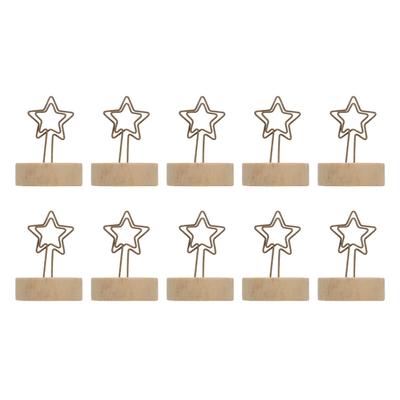 10 Pièces Porte-Nom Vertical Bûche Forme Étoile Base en Bois Porte-Carte de Position Pince à Note Simple