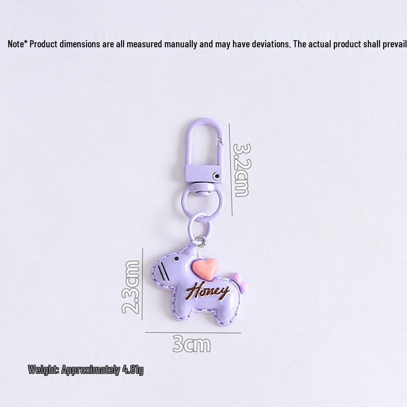 Creative Cartoon Resin Horse Keychain, Heart Pendant - Cute Student Gift