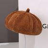 Letter embroidery beret children's fashion face small versatile autumn and winter warm painter hat newsboy hat