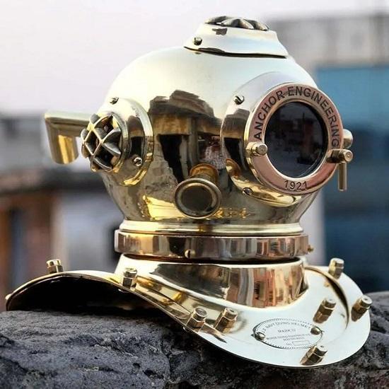 

Anchor Mini Diving Helmet U.S Navy Mini Divers Helmet Mark V Solid Brass