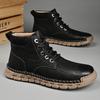 Fashion Winter Retro Style Boots High Quality Men Casual Leather Thick Bottom Comfy Business Dress Shoes Lace-up Male Ankle Boots