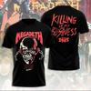 Nové 2026 Rocková Kapela Megadeth 3D Tištěné Pánské a Dámské Tričko Módní Krátký Rukáv Punk Hip Hop Street Harajuku Top