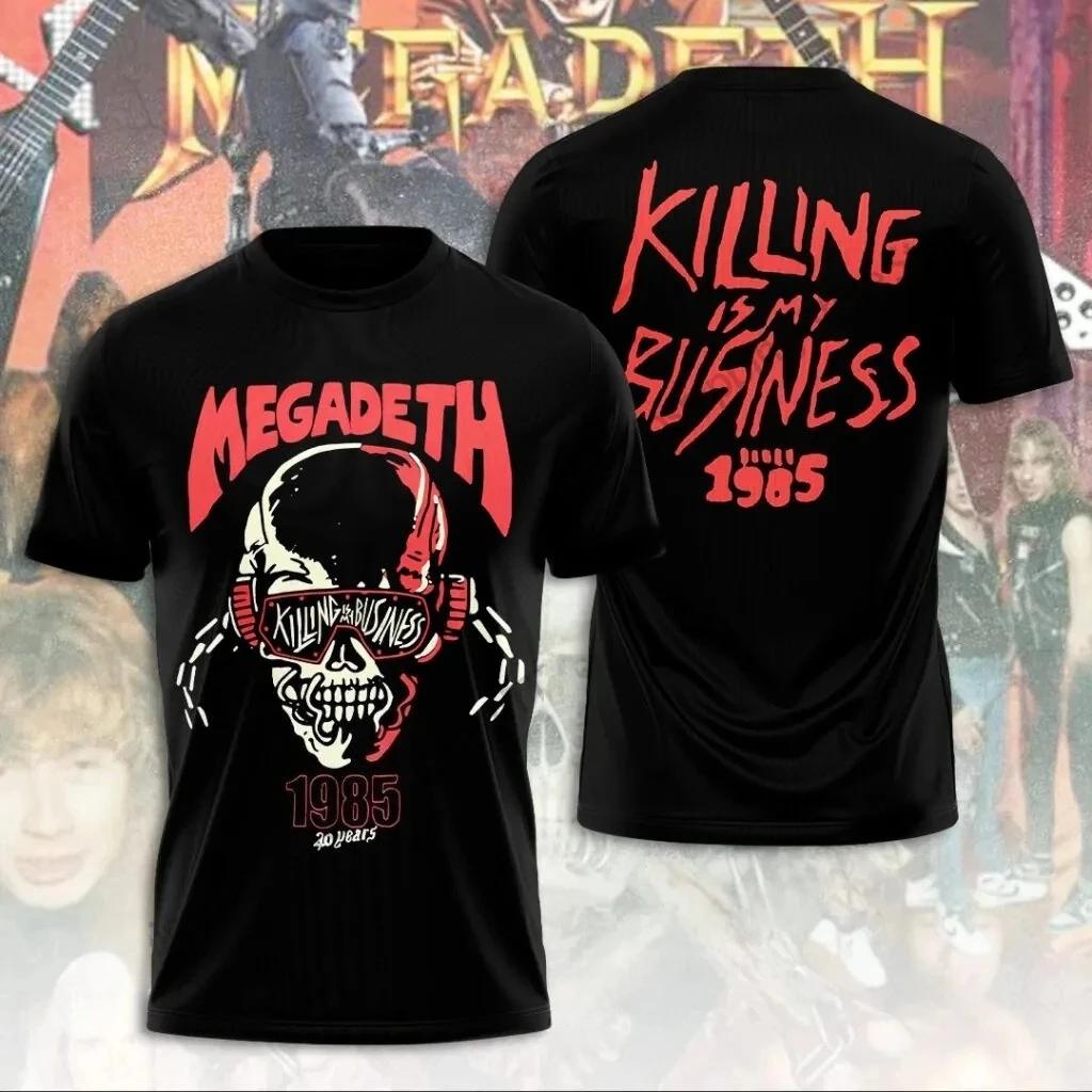 Nové 2026 Rocková Kapela Megadeth 3D Tištěné Pánské a Dámské Tričko Módní Krátký Rukáv Punk Hip Hop Street Harajuku Top
