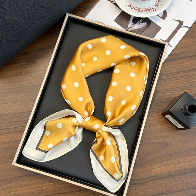 Polka Dot Silk Scarf Square Scarf High-end New Versatile Decorative Scarf Scarf Scarf Neck Cashew Flower Scarf Shawl Can Be Used As a Tube Top