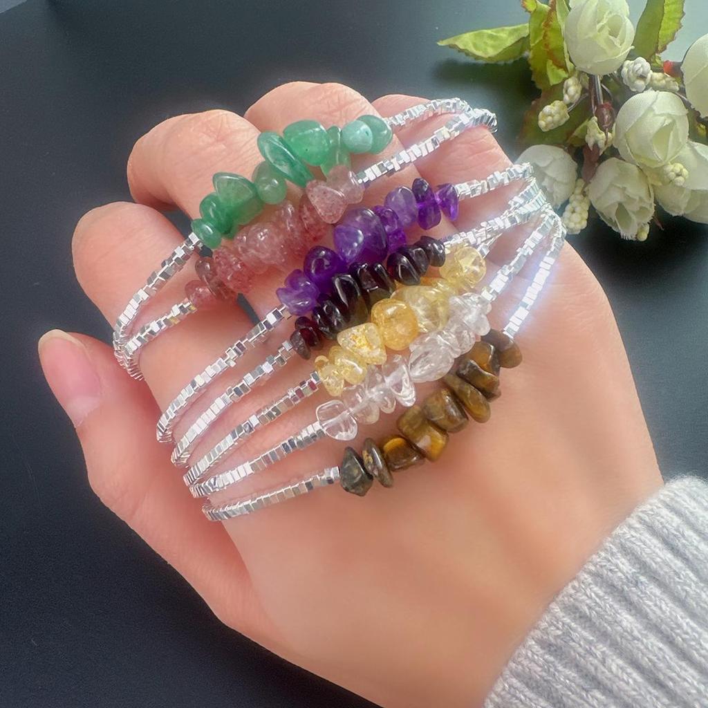 Bijuterii Cadou Brățară din mărgele de pietriș natural Brățări boeme fermecătoare Accesorii din cristal Lanț Mărgele de orez unisex Brățară turcoaz