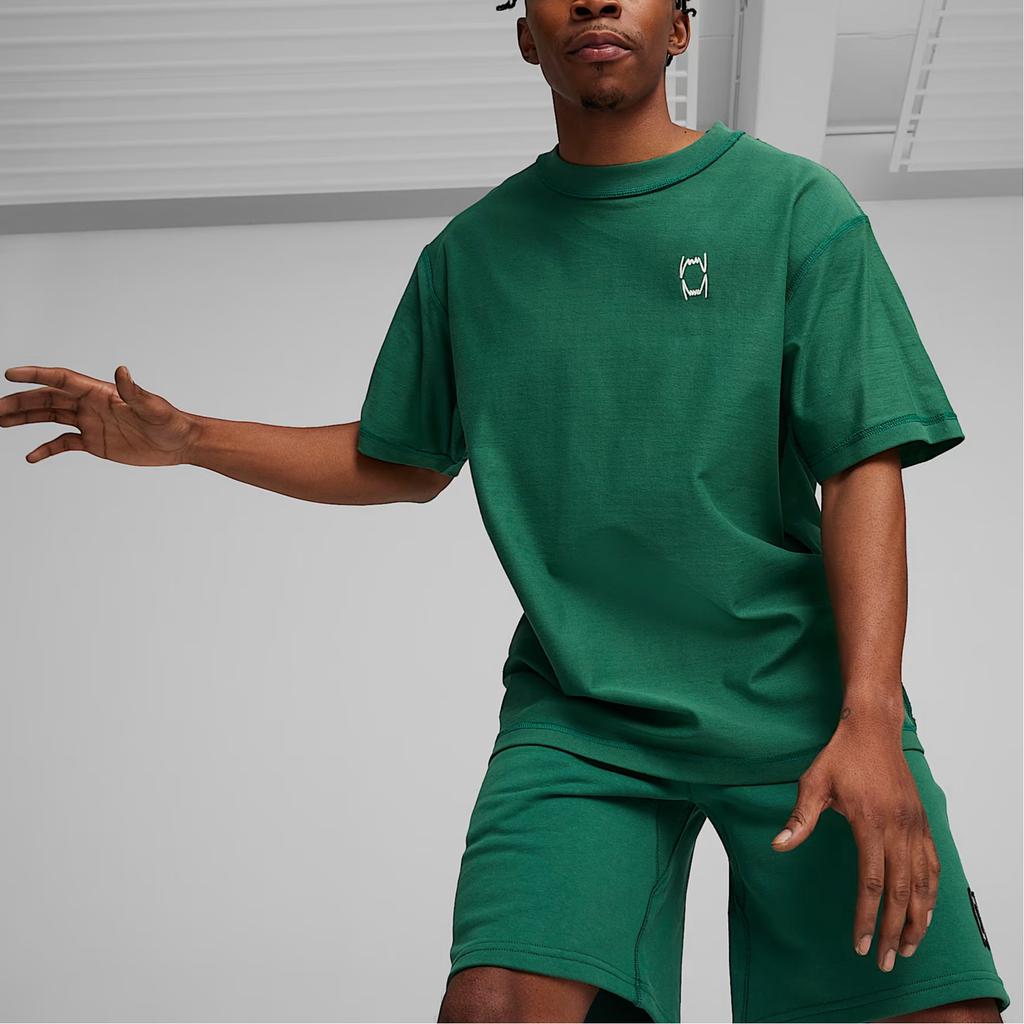 Puma Pivot Basketball Polo Simple Stylish Short Sleeve T-Shirt Men Tops Green 623058-07