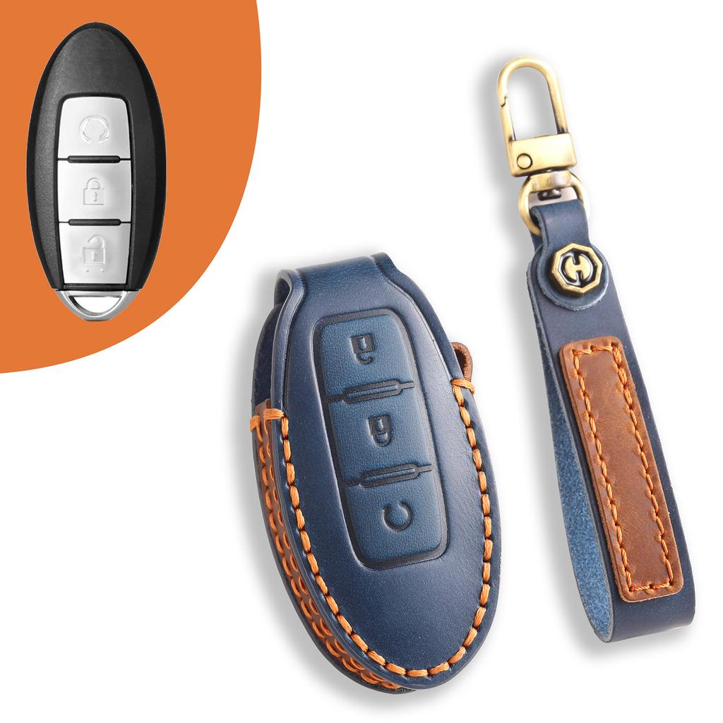 Leather key case Suitable for Nissan Teana Qashqai Jinke car key case Cowhide protective case
